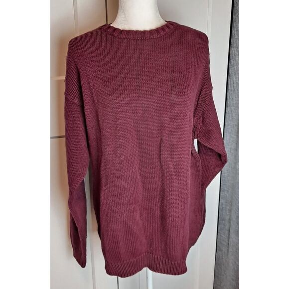 162. VTG Eddie Bauer Sweater Adult Large Knit Maroon Pullover Mens 90s - Picture 1 of 6